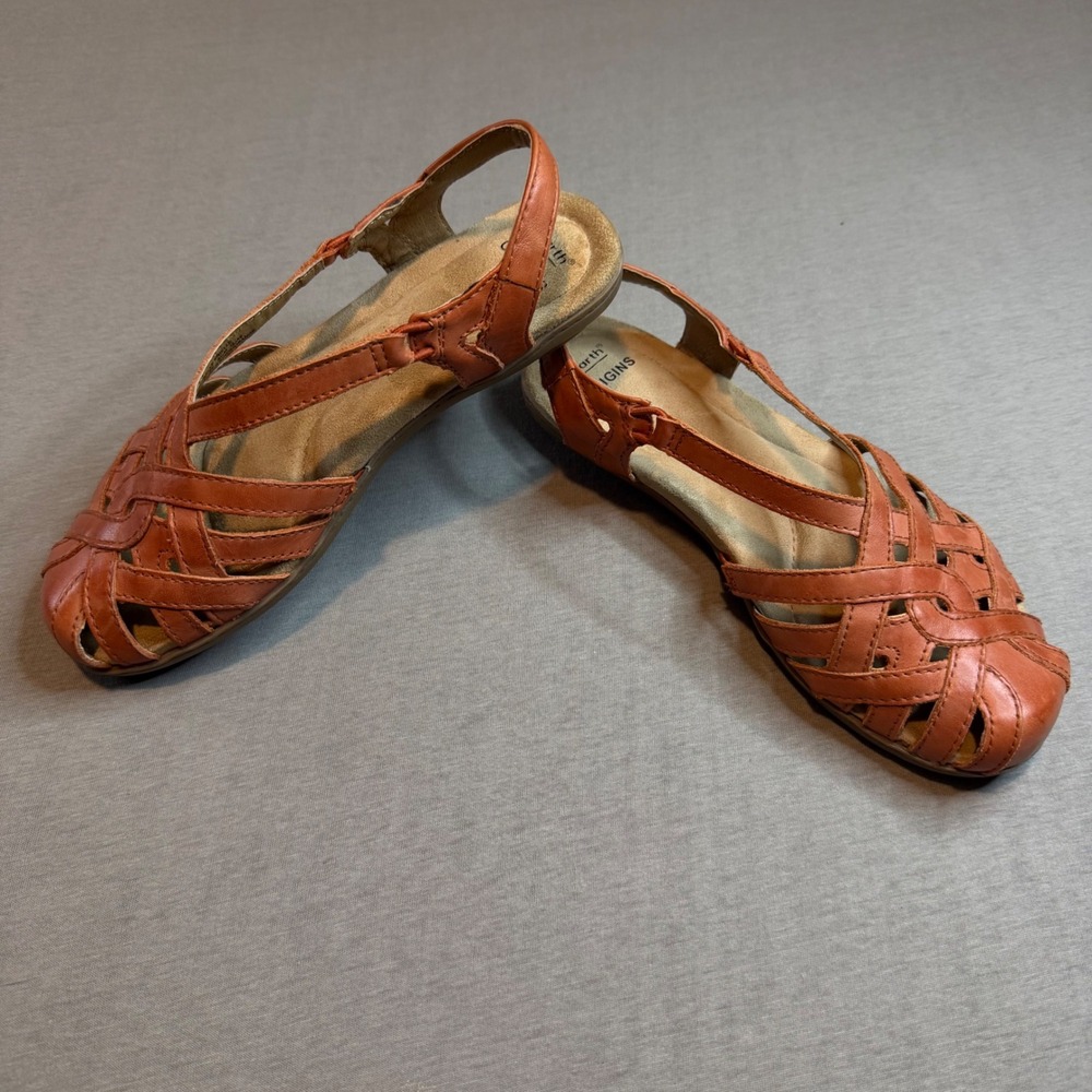 Earth Origins Belle Brielle Ginger Spice Orange‎ Leather Fisherman Sandals 5.5M